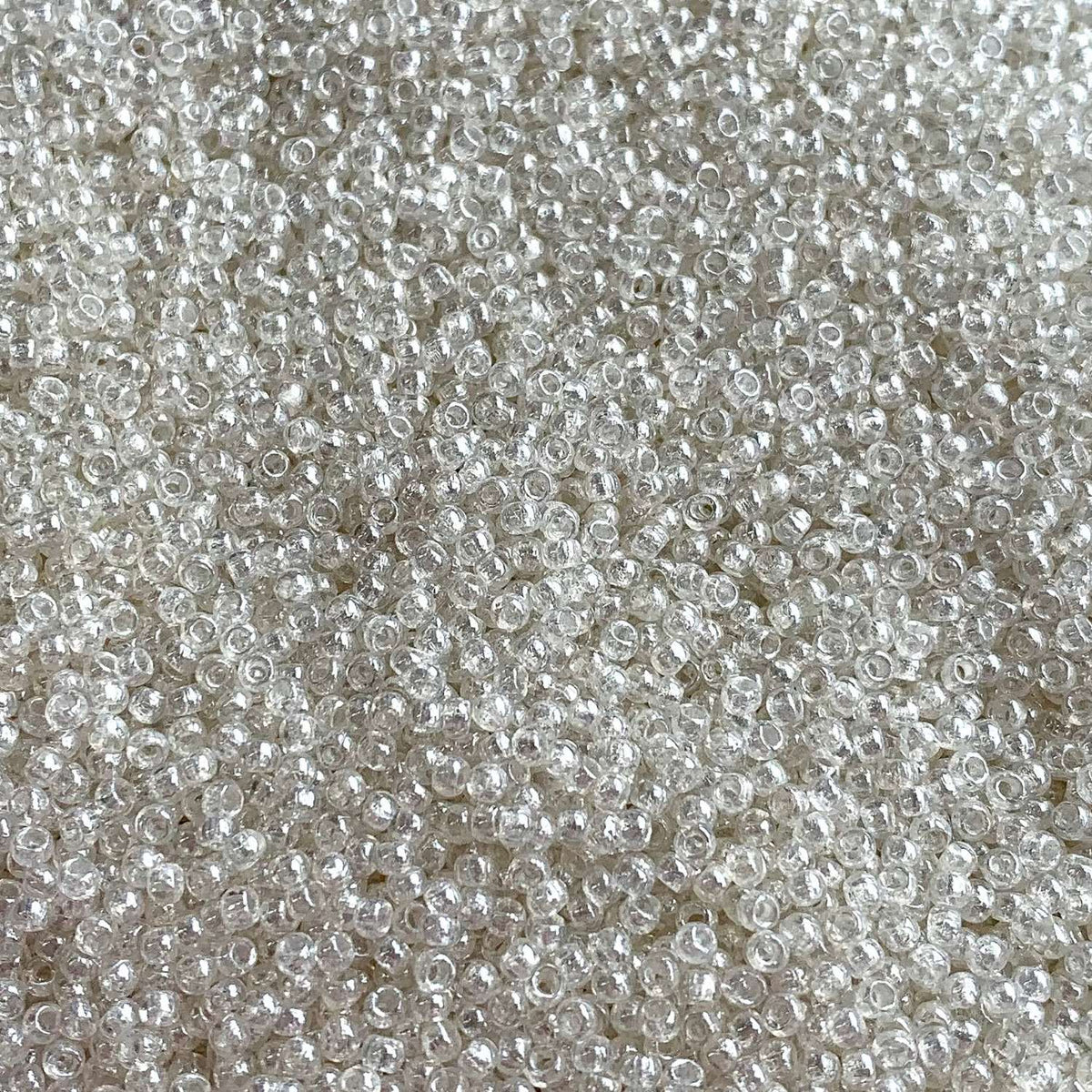 Czech Glass Pressed Seed Beads Crystal White Luster Size 11/0