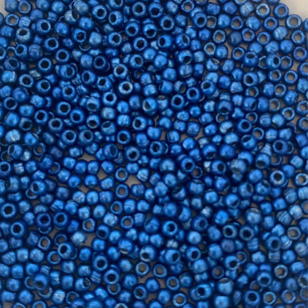 Czech Glass Pressed Seed Beads Metalust Crown Blue Size 11/0