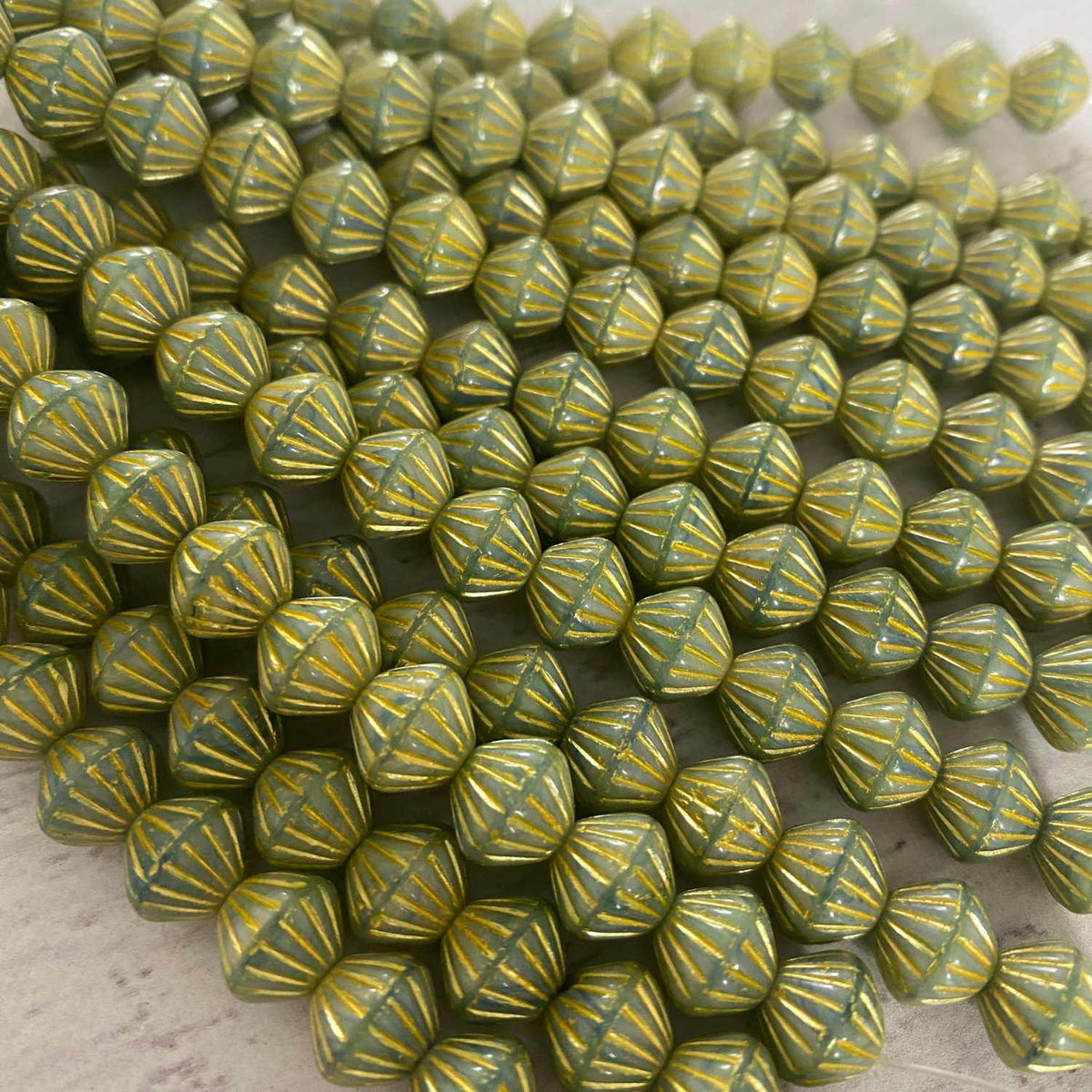 Czech Glass 2-Hole Bell Flower Beads Cool Ombre Collection 9mm