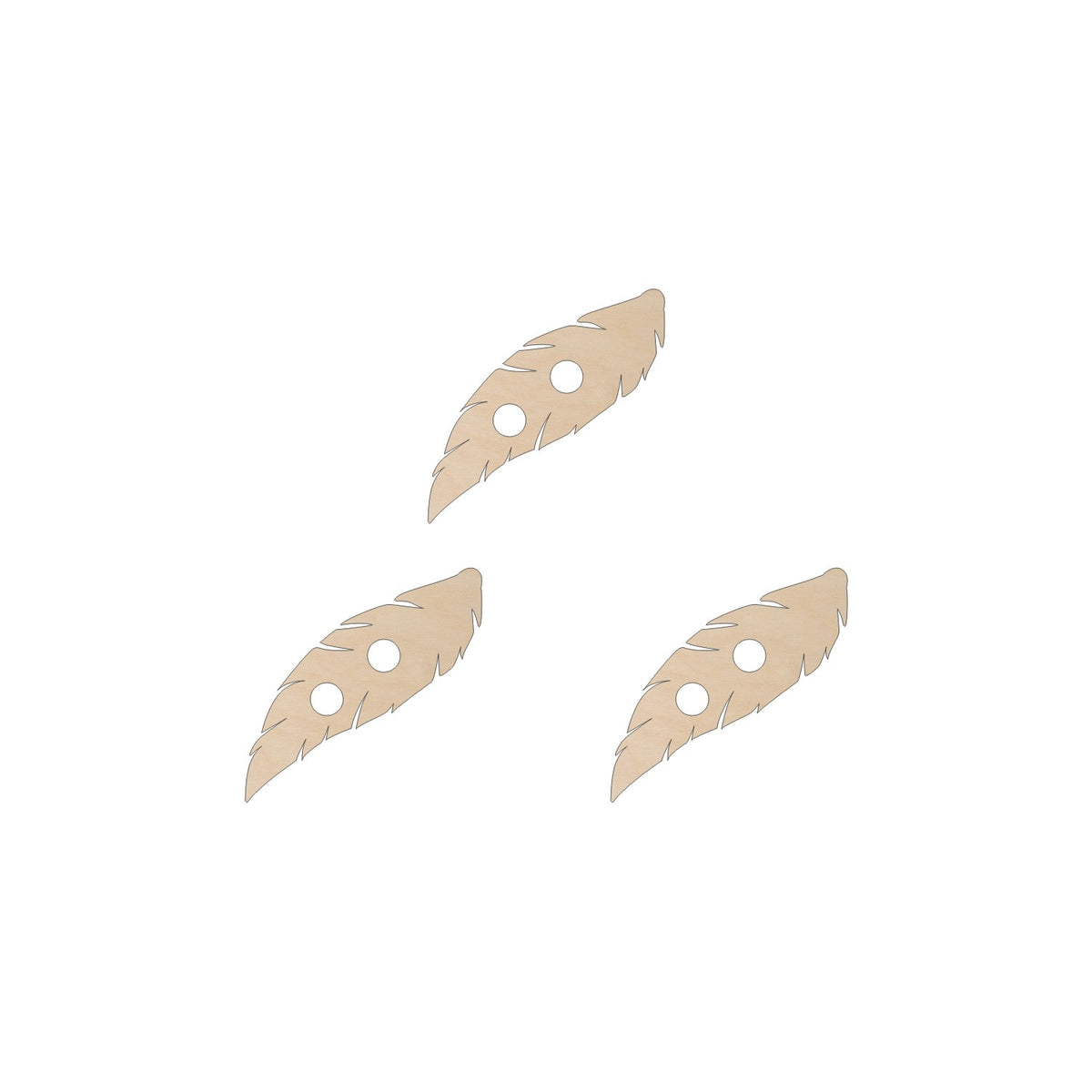 Jewel Loom Designer Series Baltic Birch Wood Feather Buttons 3 piece Collection