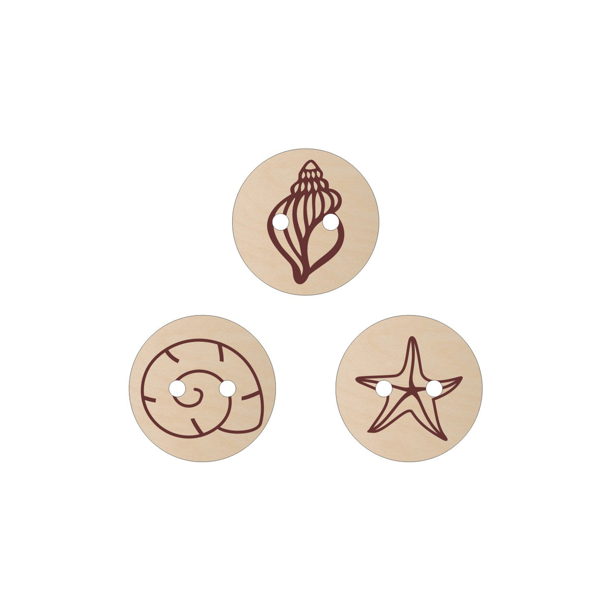 Jewel Loom Designer Series Baltic Birch Wood SeaShore Buttons 3 piece Collection