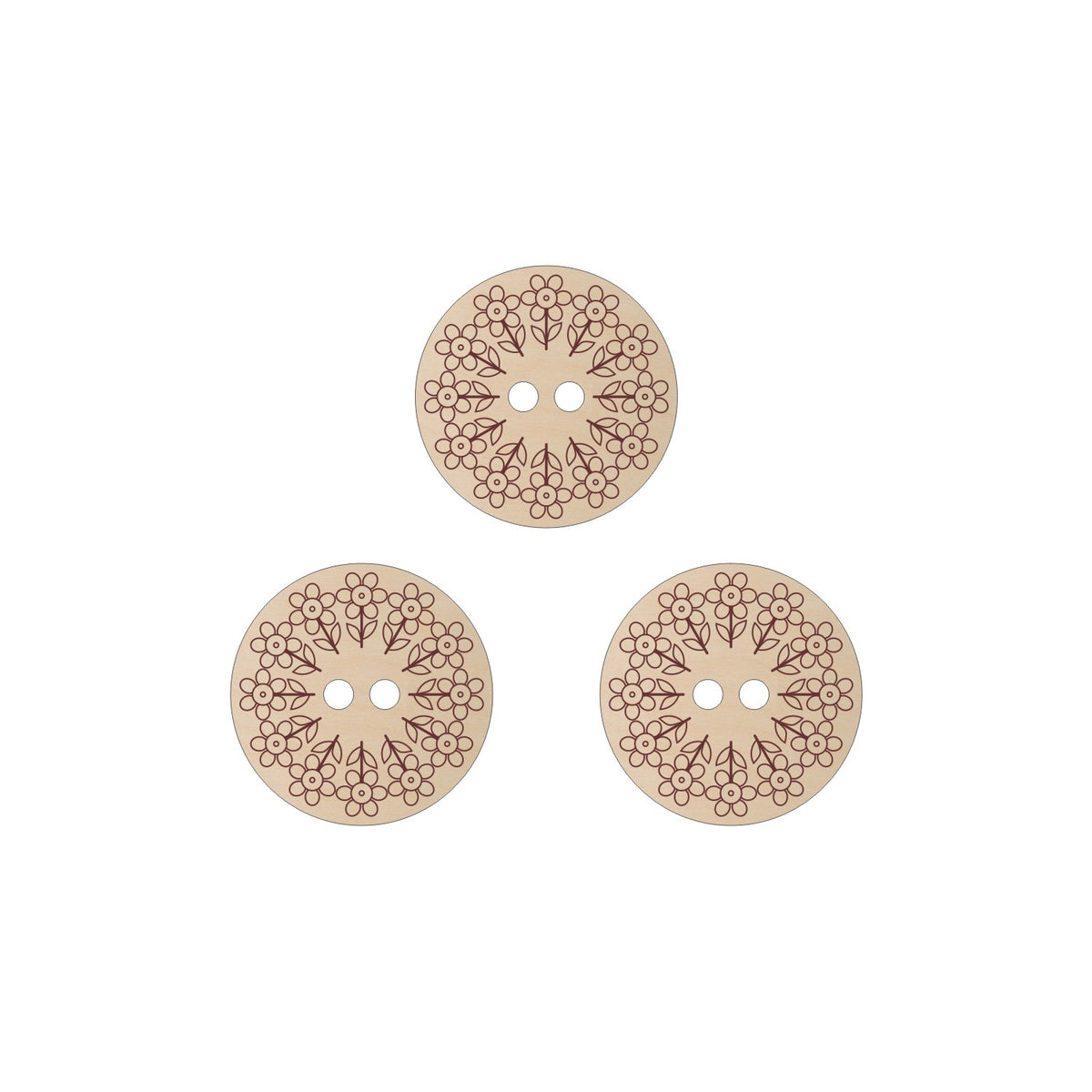 Jewel Loom Designer Series Baltic Birch Wood Multi Floral Buttons 3 piece Collection