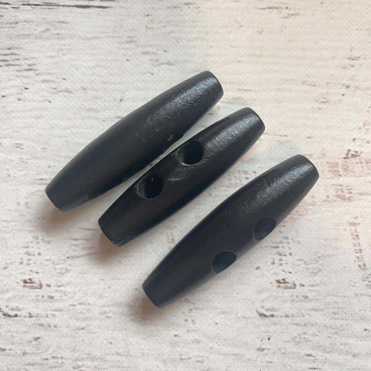 Set of 3 Two Inch Wood Buttons with Large Holes