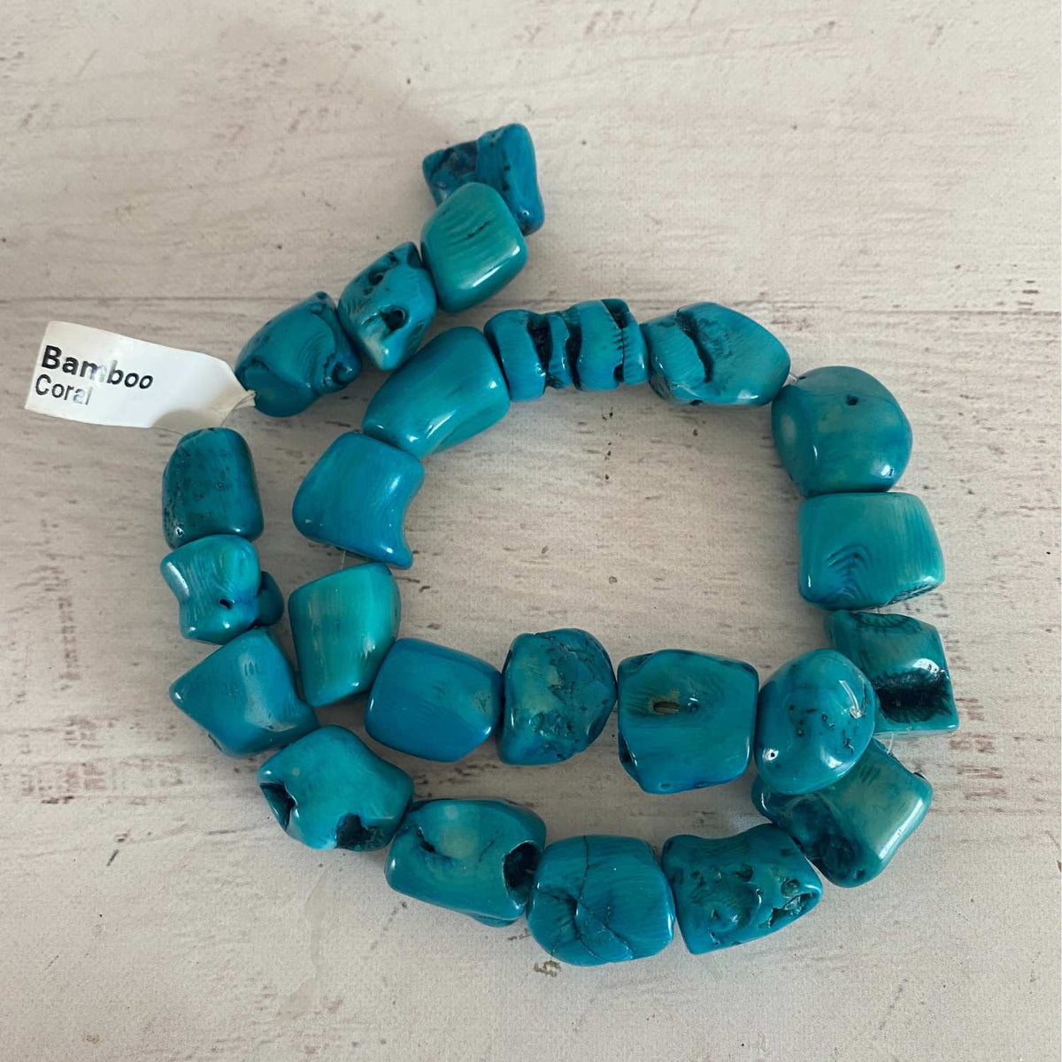 Bamboo Coral Large Chunks Blue Colored Gemstone Bead Strand