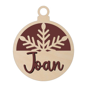 Personalized Round Ornament with Snowflake