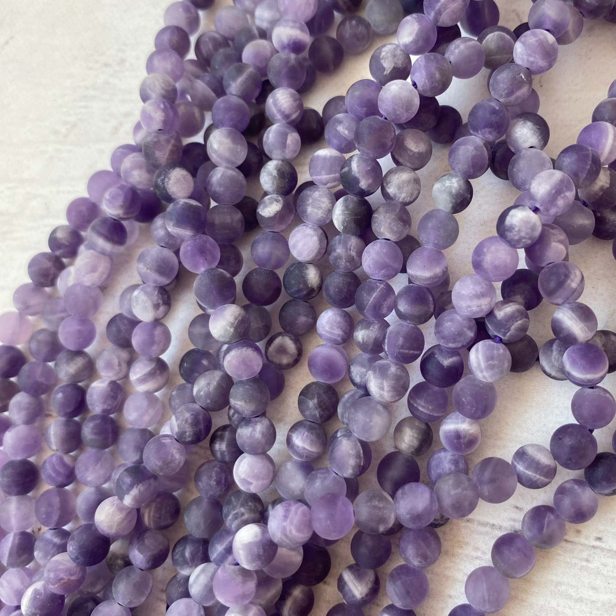 Dark Tooth Amythst Matte Gemstone Round Approx 6mm