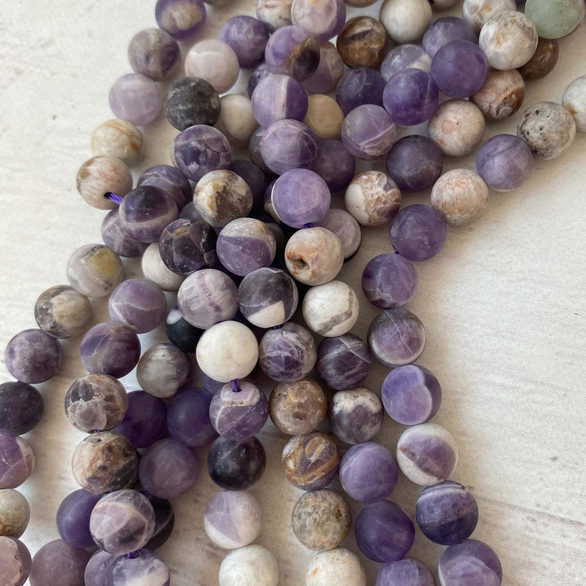 Dark Tooth Amythst Matte Gemstone Round Approx 8mm