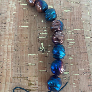 XAZ RAKU Fired Small Nugget Bead Strand Copper 8 pieces