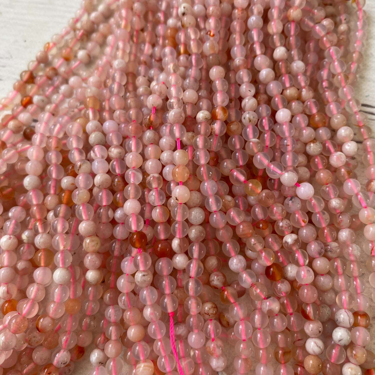 Sakura Agate Gemstone Round Approx 5mm