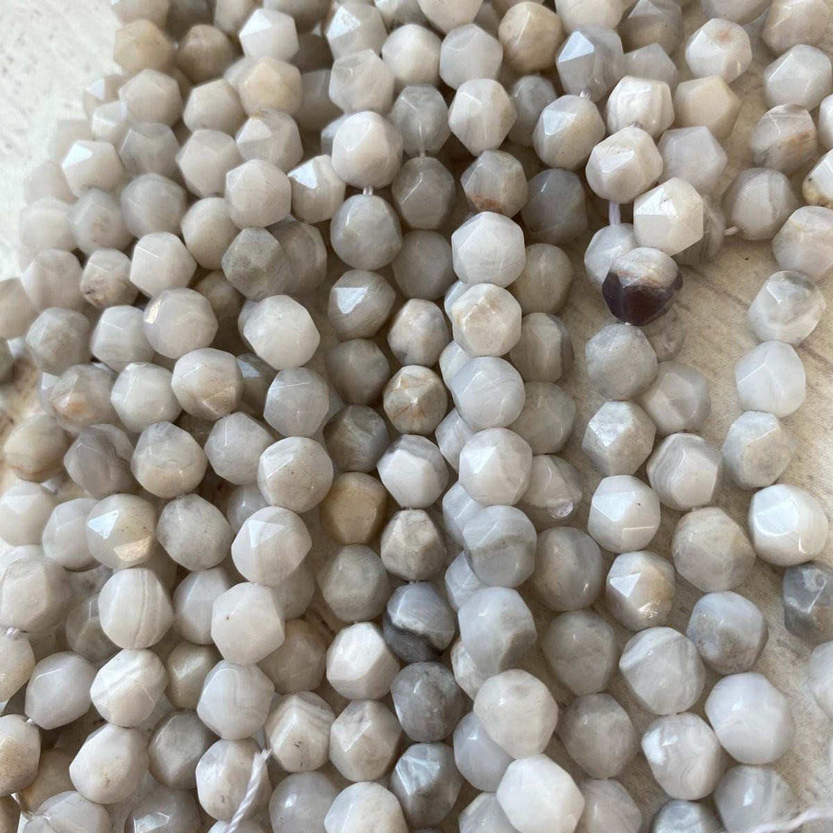 Silver Leaf Jasper Gemstone Faceted Round Approx 8mm