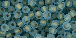 TOHO Seed Beads Round 6/0 Tube 2.5" Gold Lined Frosted Aqua