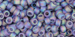 TOHO Seed Beads Round 8/0 Tube 2.5&quot; : Transparent Rainbow Frosted Lt Tanzanite
