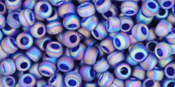 TOHO Round 8/0 Tube 2.5&quot; : Transparent Rainbow Frosted Cobalt