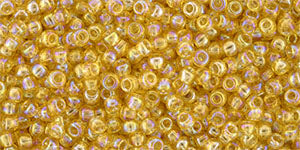 TOHO Seed Beads Round 11/0 Tube 2.5&quot; Transparent Rainbow Lt Topaz