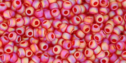 TOHO Seed Beads Round 11/0 Tube 2.5&quot; Transparent Rainbow Frosted Ruby