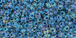 TOHO Seed Beads Round 11/0 Tube 2.5&quot; Inside Color Luster Crystal/Capri Blue Lined
