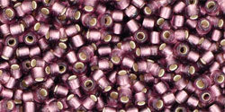 TOHO Round 11/0 Tube 2.5&quot; Silver Lined Frosted Med Amethyst