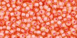 TOHO Seed Beads Round 11/0 Tube 2.5&quot; Inside Color Rainbow Lt Topaz Coral Pink Lined