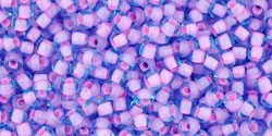 TOHO Seed Beads Round 11/0 Tube 2.5&quot; Inside Color Aqua Bubble Gum Pink Lined