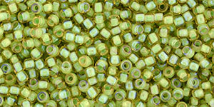 TOHO Seed Beads Round 11/0 Tube 2.5&quot; Inside Color Jonquil Opaque Green Lined