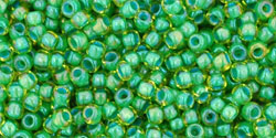 TOHO Seed Beads Round 11/0 Tube 2.5&quot; Inside Color Lime Green Opaque Green lined