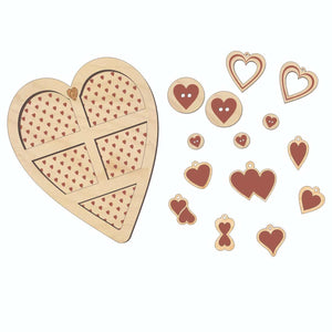 Jewel Loom Wood Bead Board Heart Shape, Charms, Buttons and Earrings Kit