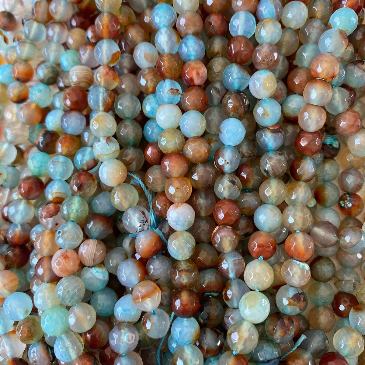 Agate Multi Brown Blue 8mm Gemstone