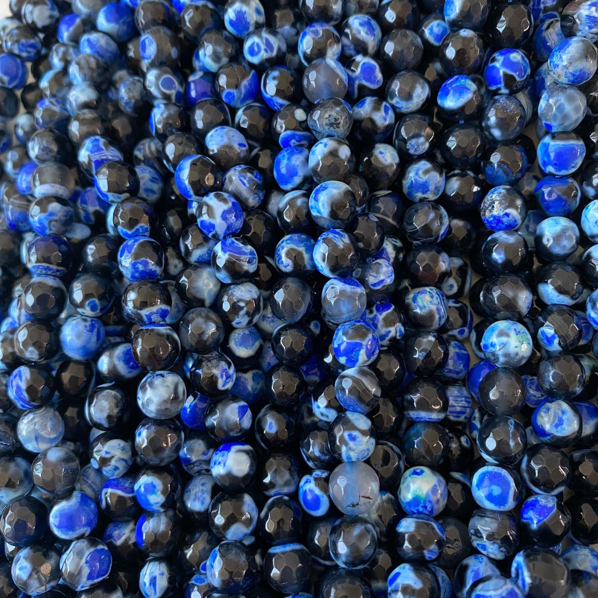 Agate Blue Black 7-8mm Gemstone