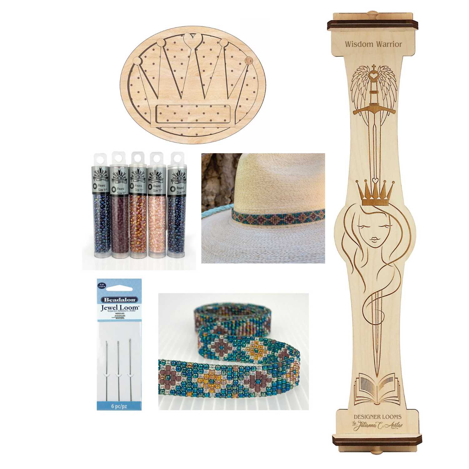 Jewel Loom Upright Wood Bead Loom for Beaded Hatbands and Patterns kit