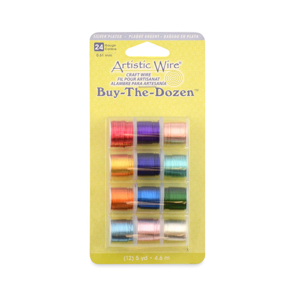 Artistic Wire Buy The Dozen 24G Silver Plated Colors 12 each
