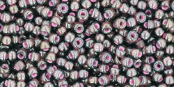 TOHO Seed Beads Round 11/0 Tube 2.5&quot; Inside Color Lustered Black Diamond Pink Lined