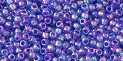 TOHO Seed Beads Round 11/0 Tube 2.5&quot; Inside Color Rainbow Aqua Purple Lined