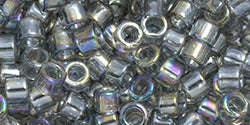 TOHO Round 8/0 Tube 2.5&quot; Transparent Rainbow Black Diamond