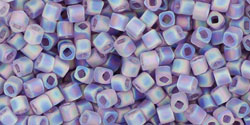 TOHO Seed Beads Round 11/0 Tube 2.5&quot; : Transparent Rainbow Frosted Lt Tanzanite