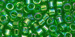 TOHO Seed Beads Round 11/0 Tube 2.5" : Transparent Rainbow Peridot
