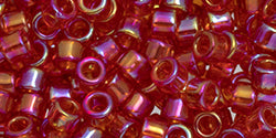 TOHO Seed Beads Round 11/0 Tube 2.5&quot; Transparent Rainbow Siam Ruby