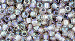TOHO Round 8/0 Tube 2.5&quot; Silver Lined Grey Rainbow