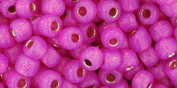 TOHO Round 6/0 Tube 2.5" Silver Lined Milky Hot Pink