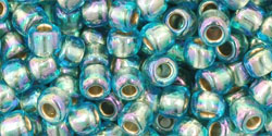 TOHO Round 6/0 Tube 2.5" Gold Lined Rainbow Aqua