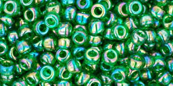 TOHO Round 8/0 Tube 2.5&quot; Transparent Rainbow Grass Green