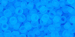 TOHO Seed Beads Round 8/0 Tube 2.5"Transparent Frosted Med Aquamarine