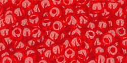 TOHO Seed Beads Round 8/0 Tube 2.5&quot; Transparent Siam Ruby