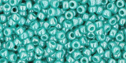 TOHO Seed Beads Round 11/0 Tube 2.5&quot; Opaque Lustered Turquoise