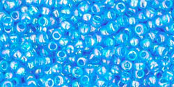 TOHO Seed Beads Round 11/0 Tube 2.5" Transparent Rainbow Dk Aqua