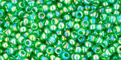 TOHO Seed Beads Round 11/0 Tube 2.5" Transparent Rainbow Peridot