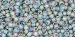 TOHO Seed Beads Round 11/0 Tube 2.5&quot; Transparent Rainbow Frosted Gray