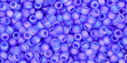 TOHO Seed Beads Round 11/0 Tube 2.5&quot; Transparent Rainbow Frosted Dk Sapphire