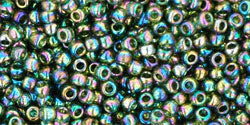 TOHO Seed Beads Round 11/0 Tube 2.5&quot; : Transparent Rainbow Olivine