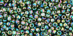 TOHO Seed Beads Round 11/0 Tube 2.5" : Transparent Rainbow Olivine