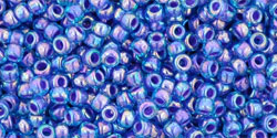 TOHO Seed Beads Round 11/0 Tube 2.5&quot; Inside Color Rainbow Aqua Opaque Purple Lined
